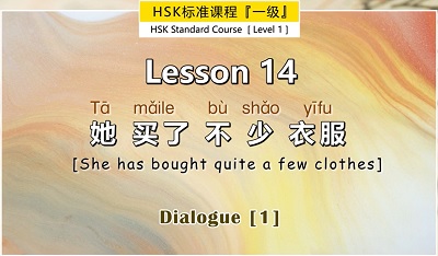 [Pay] HSK 1:  第十四课 Lesson 14 她买了不少衣服 She has bought quite a few clothes