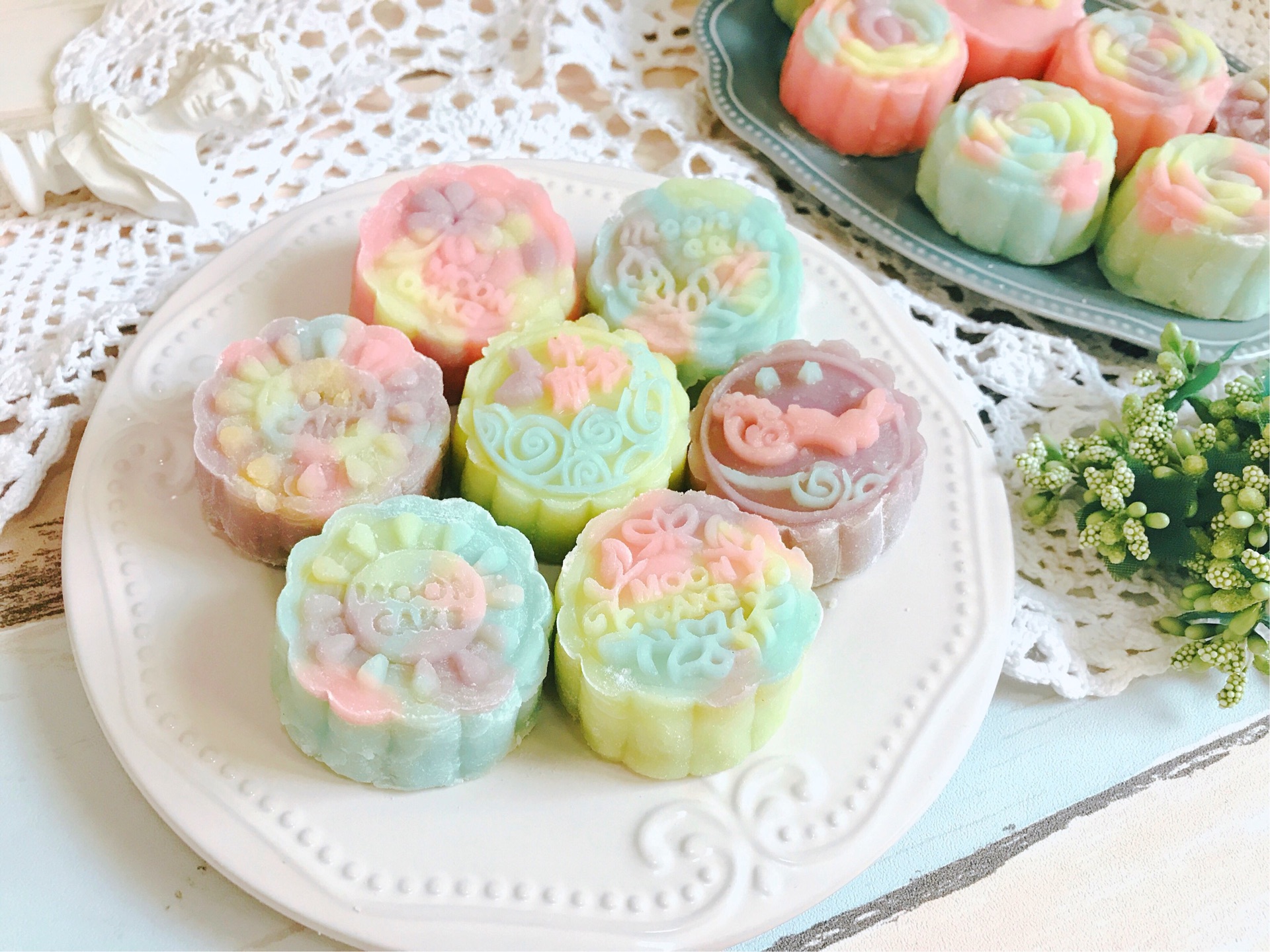 Colorful ice moon cakes