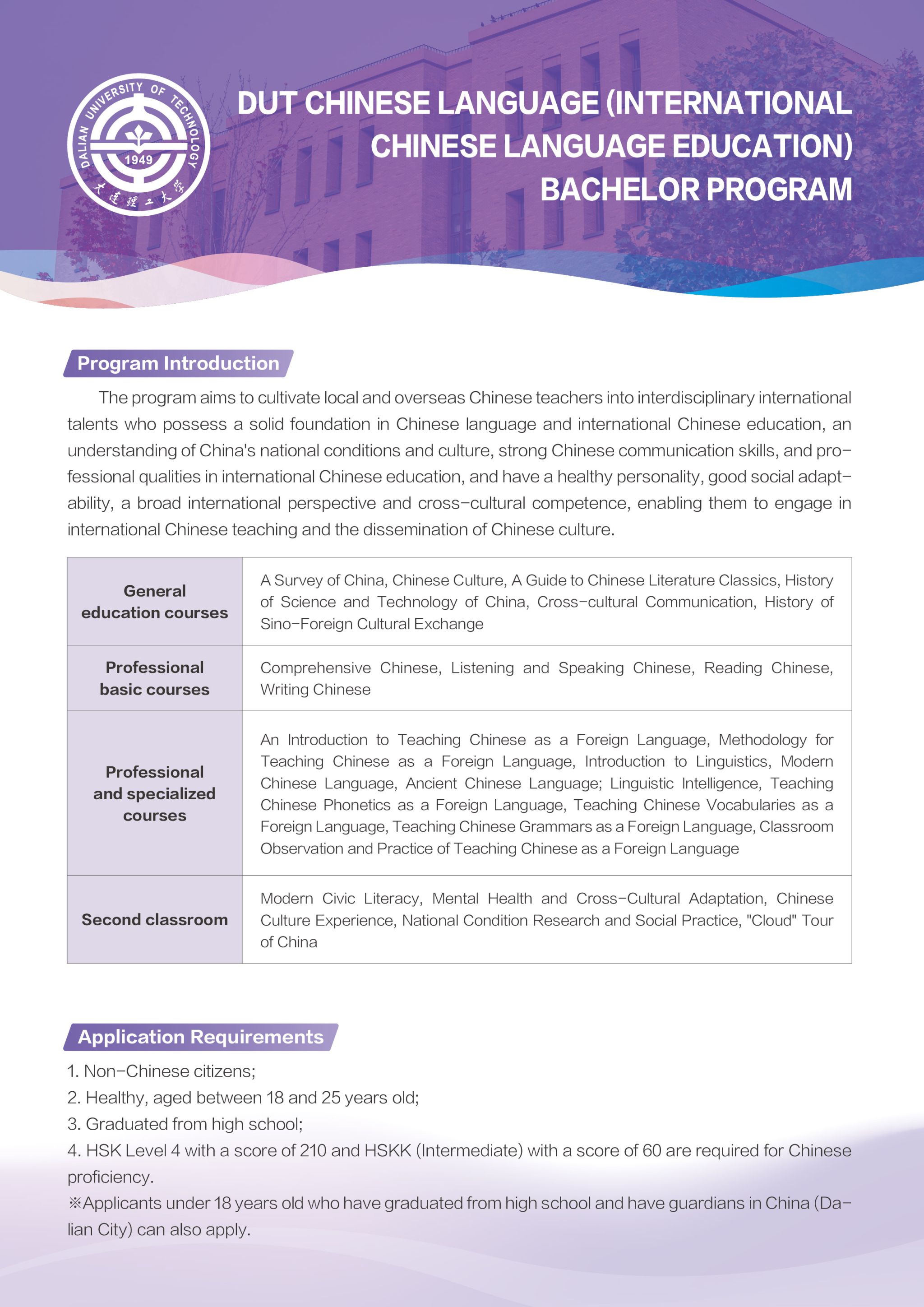 DUT Chinese Language (International Chinese Language Education) Bachelor Program